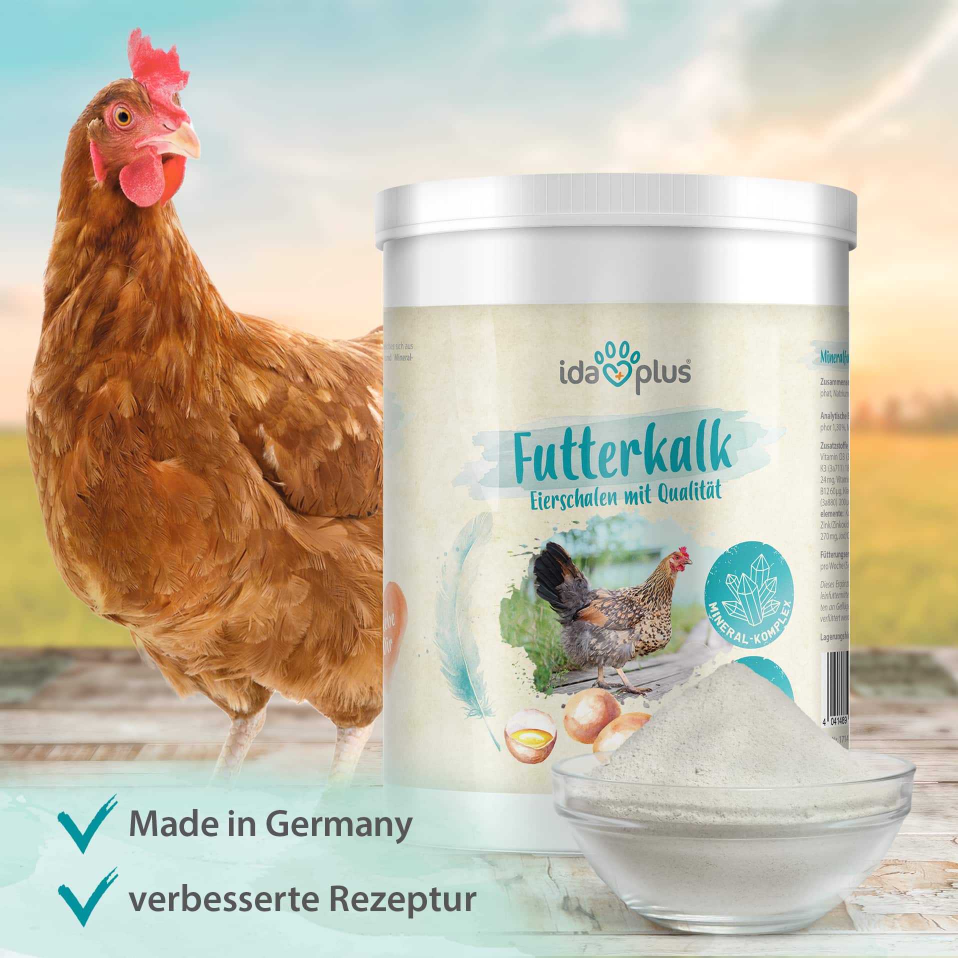 Futterkalk mit Kalzium für Hühner - Premium Futterkalk für Hühner - 1 Kg Futterkalk mit Kalzium für Hühner - Premium Futterkalk für Hühner - 1 Kg