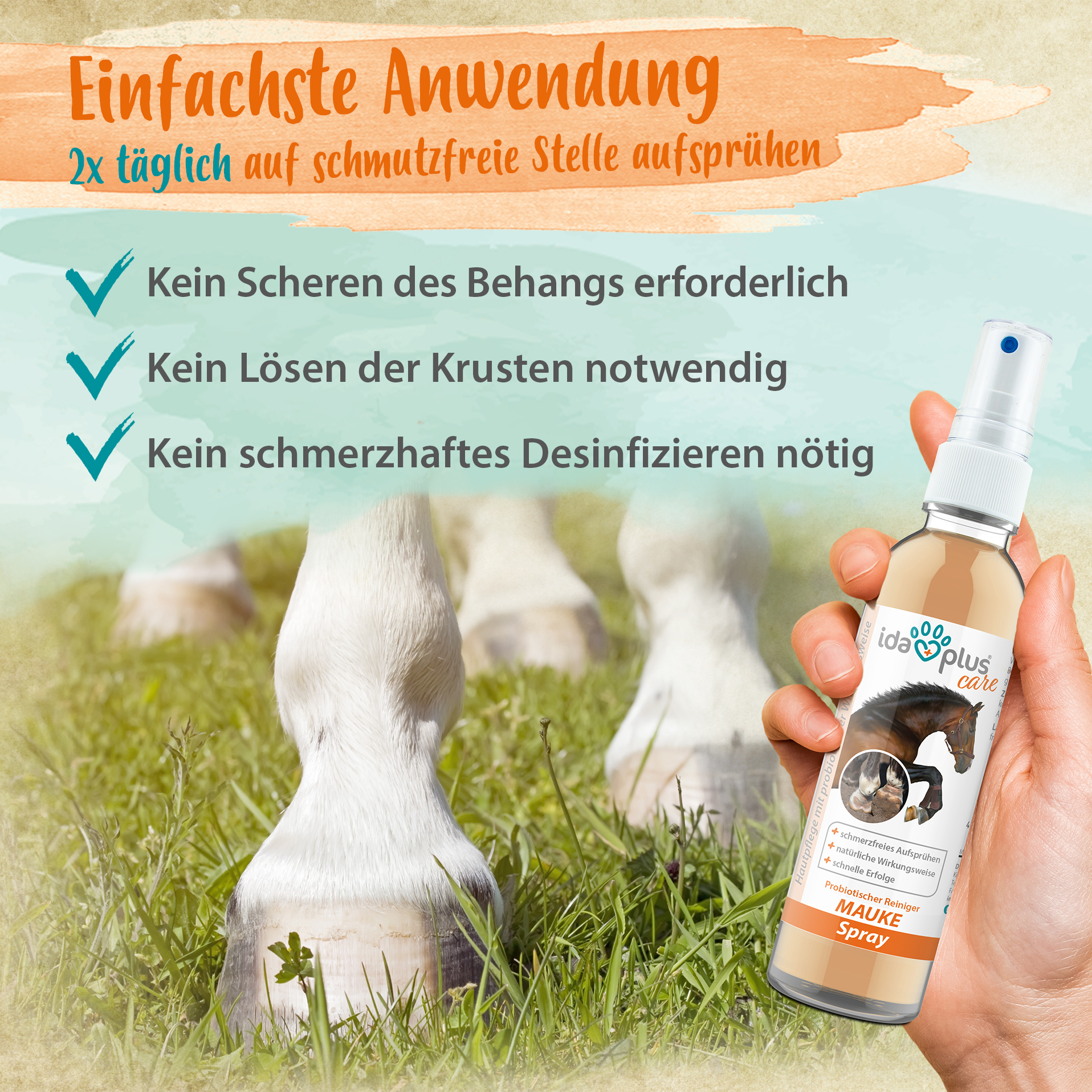 Mauke Spray für Pferde 200 ml - schnelle Hilfe bei Mauke, Strahlfäule & Ekzemen