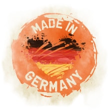 Made in Germany Ein Symbol mit einem Herz in Deutschland Farben und der Aufschrift: 'Made in Germany'