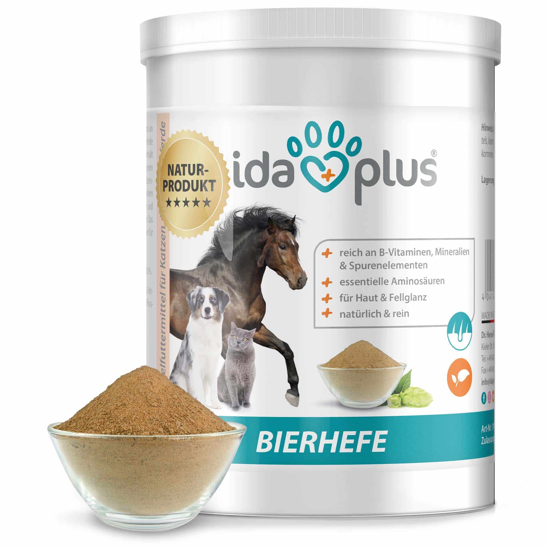 Bierhefe Pulver - Futterergänzung für glänzendes Fell & kräftige Haut 500 g Bierhefe Pulver - Futterergänzung für glänzendes Fell & kräftige Haut 500 g