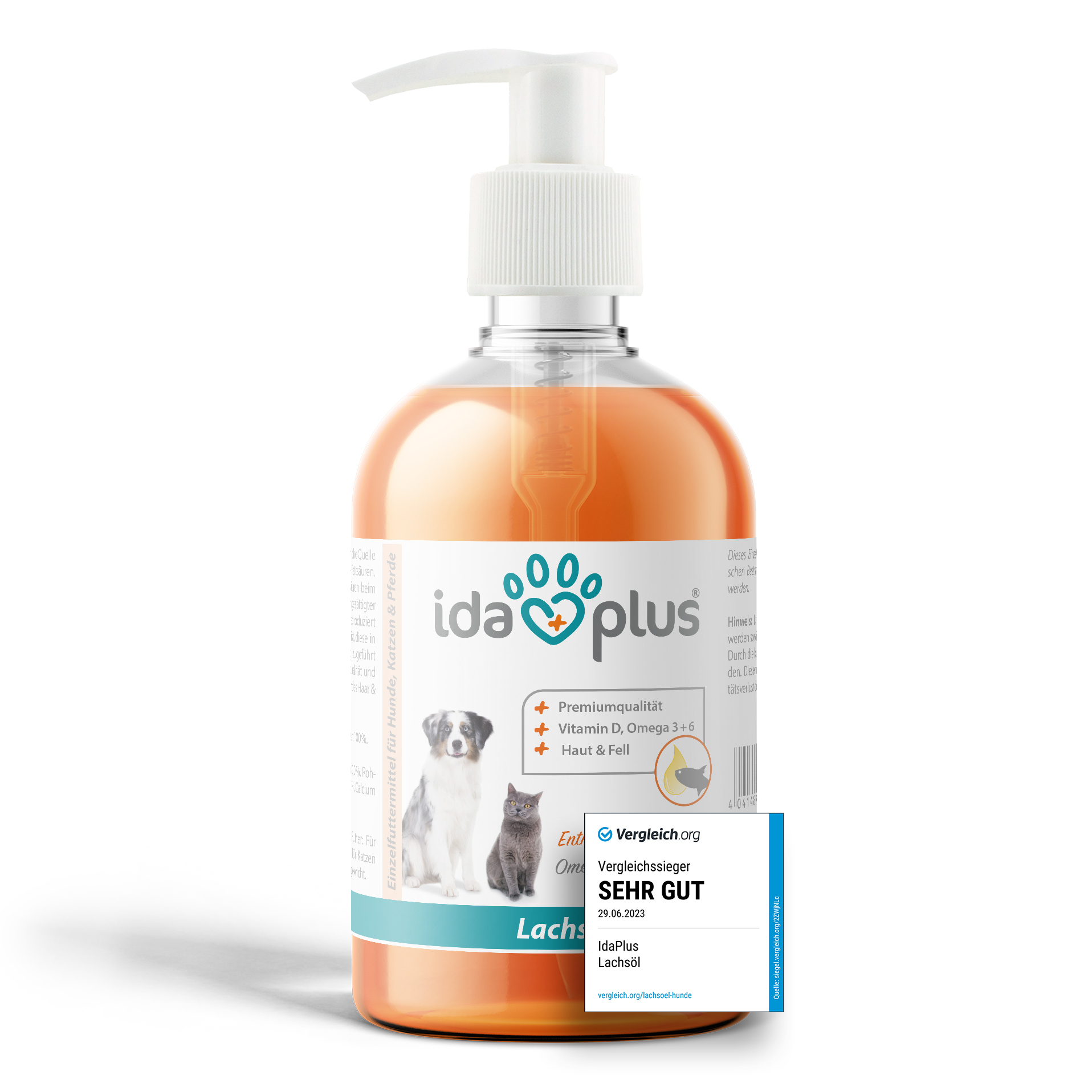 Premium Lachsöl in Lebensmittelqualität für Tiere - 500 ml Pumpflasche Premium Lachsöl in Lebensmittelqualität für Tiere - 500 ml Pumpflasche