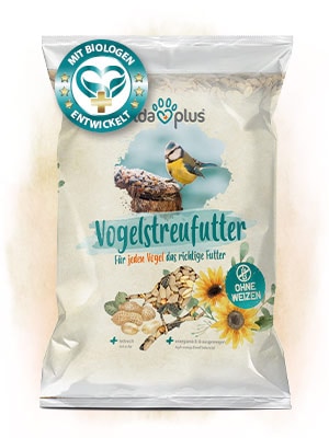 Vogelstreufutter Eine Verpackung mithellbraunem Hintergrund