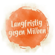 Langfristig gegen Milben Ein Symbol mit der Aufschrift 'Langfristig gegen Milben'